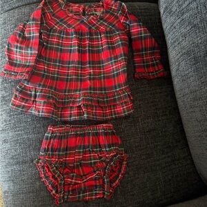 Vineyard Vines Tidings Tartan Flannel Dress and Bloomer Set